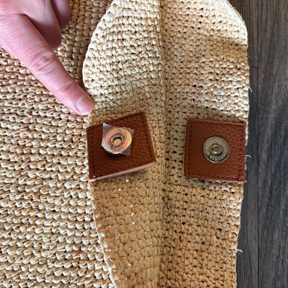 GND Brand Natural Woven Bag with Brown Leather Shoulder Bag - Picture 6 of 11